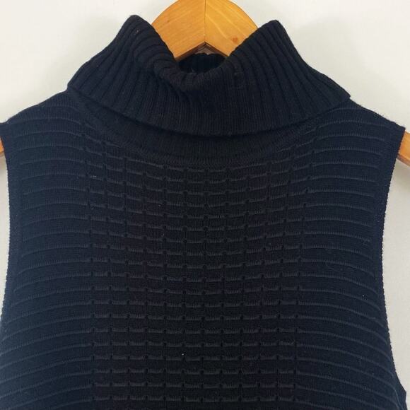 Laundry by Shelli Segal Black Wool & Silk Belted Sweater Tunic Top Blouse NWT - Picture 3 of 13